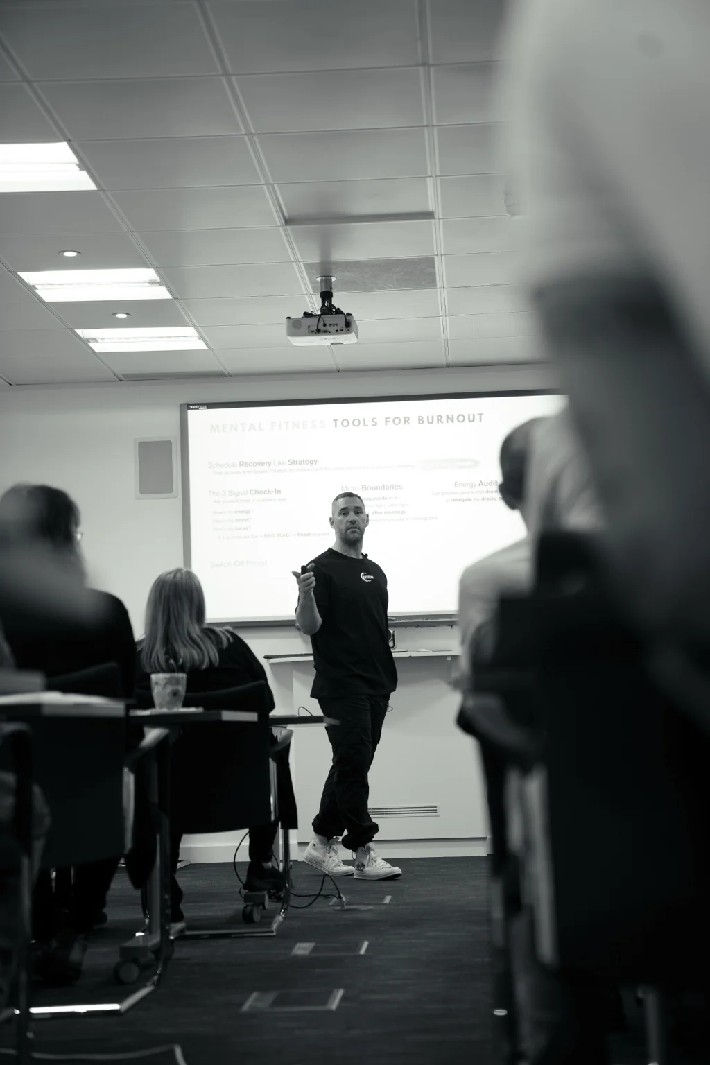 Aaron presenting mental fitness concepts